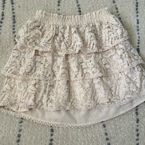 Love Shack Fancy Cream lace skirt